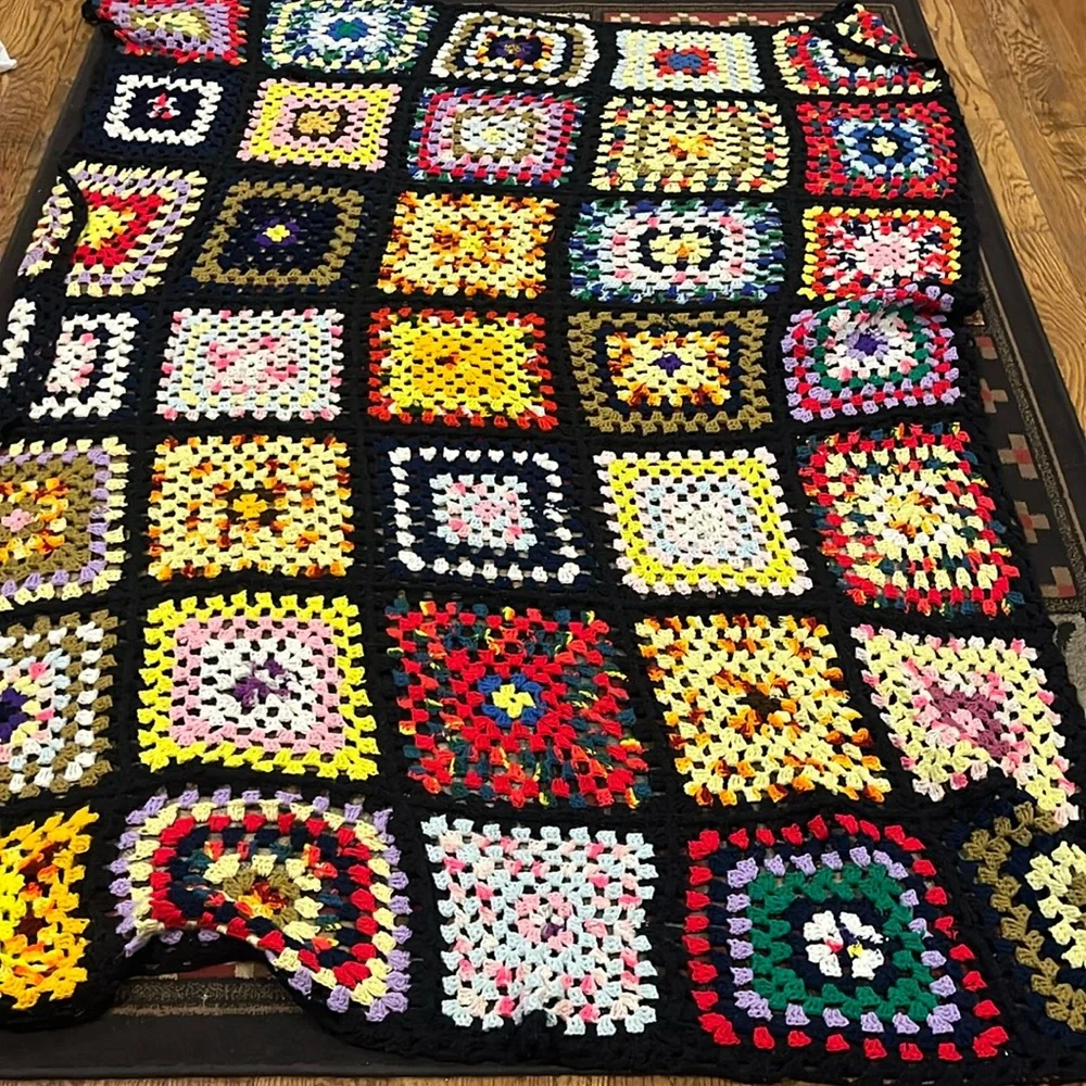 Granny square afgan Beautiful and colorful homemade crochet blanket